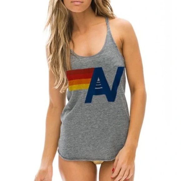 Aviator Nation Tops - Aviator Nation AVN Logo Boutique Handmade Tank Top - Heather Grey Large NWT